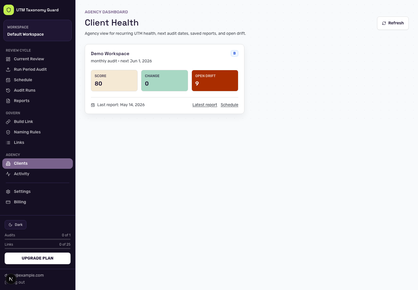 Agency view for renewals screenshot.